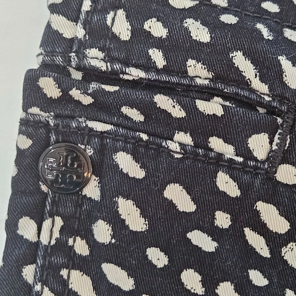 Tory Burch Walker Jeans Pants Size 25 Dotted Pony Print Denim Stretch Ankle‎